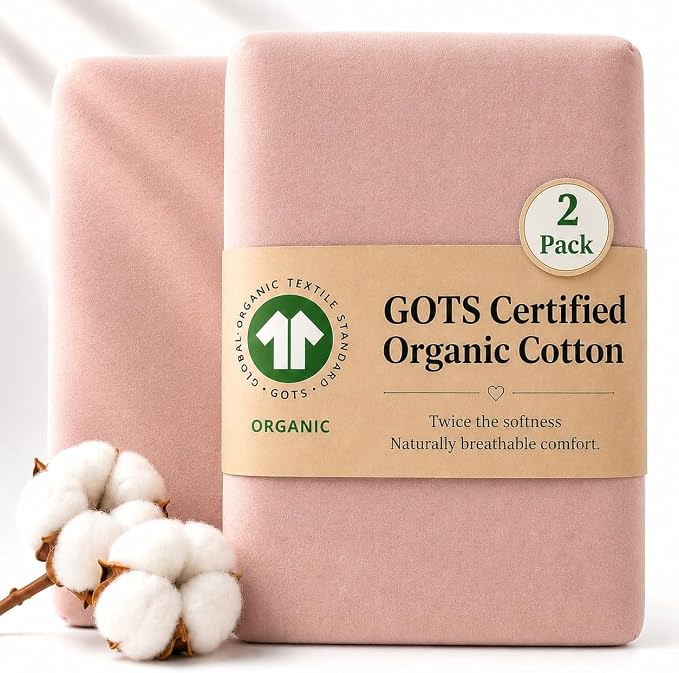 GOTS Organic Bedside Bassinet Sheets 33x20 and 35x19 for Baby Delight,Koola Baby Bond. Premium Weight Luxury Turkish Cotton - Rectangle Bassinet Sheets