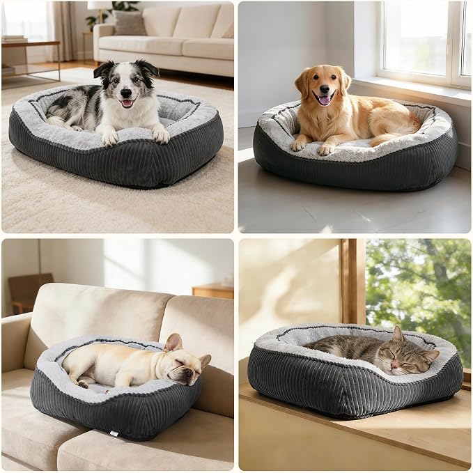 Large Dog Bed for Large Dogs, Rectangle Dog Bed Large Size Dog, Washable Orthopedic Pet Bed, Durable Calming Puppy Bed with Anti-Slip Bottom(35"x25"x10")