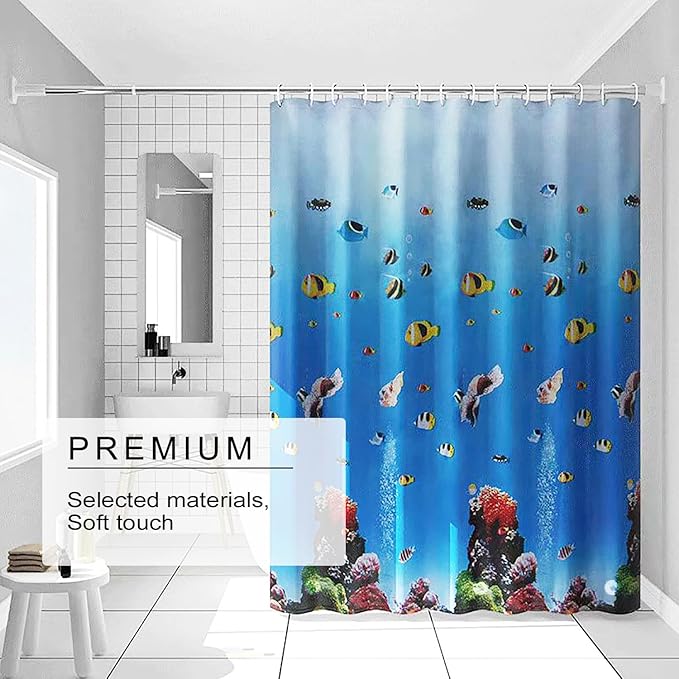 TIKABC Shower Curtain Liner, 4G PEVA Shower Liner, Plastic Waterproof Shower Curtains, 72x72 inch with Grommet Holes 3 Magnetic Weights