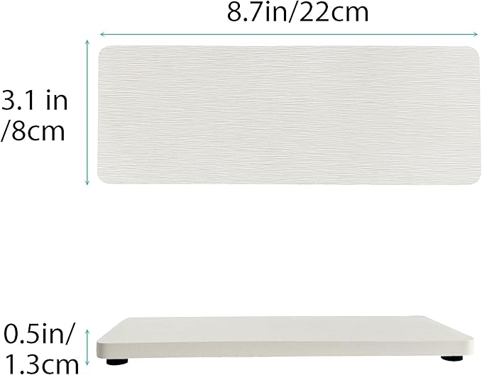 NiuYichee 2-PCS Diatomite Soap Tray, Quick-Drying Water Absorbent Stone, Bathroom Sink Soap Holder, White, 8.66 x 3.15 Inches