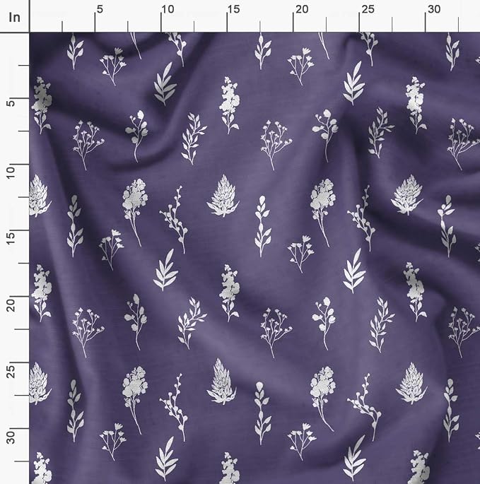 Soimoi Floral Print - Purple, Canvas Fabric Material - 56 Inch Wide, 1 Yard, Unstitched Fabric for Upholstery, Bags, Workwear and Outdoor Gear.