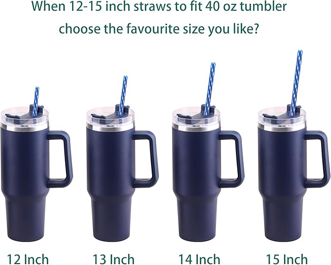 Dakoufish Replacement Straws for StanleylOwalalHydro Jug 40oz 30oz Tumbler,10 Pack 12 Inch Blue Reusable Straws With Cleaning Brush For Stanley Simple Modern Cup,Dishwasher Safe.