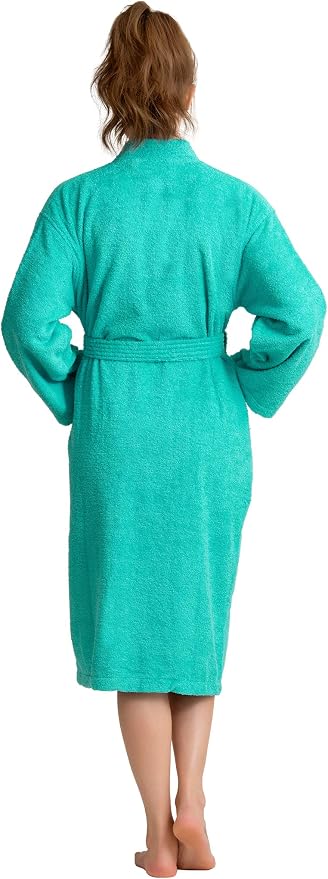 Women's Turkish Terry Kimono Style Bathrobe - 100% Cotton Robe for Women - Comfortable & Absorbent - Soft & Cozy Wear