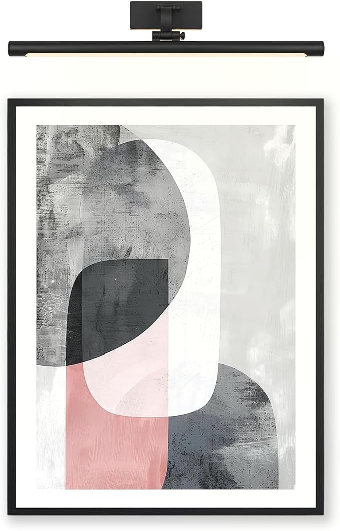 Moonow7 Blush Grey and White Wall Art Prints, Large Geometric Abstract Poster for Bedroom, Living Room, Kitchen, and Office Walls, Aesthetic Minimalist Decor, Unframed Size 18x24 / 45x60 cm