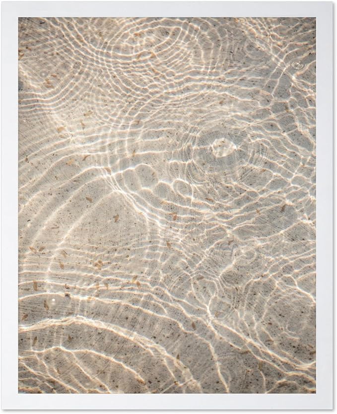 Monem Art Sunlit Ocean Water Texture Print - Minimalist Coastal Photography Poster - Wall Decor for Living Room, Bedroom or Office - 8x10 White Framed Wall Art by Mareike Bohmer