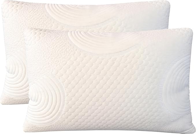 ORGANIC TEXTILES 100% Handmade Organic Shredded Latex Bed Pillow with Organic Cotton Removable Cover - (Standard, Pack of 2)