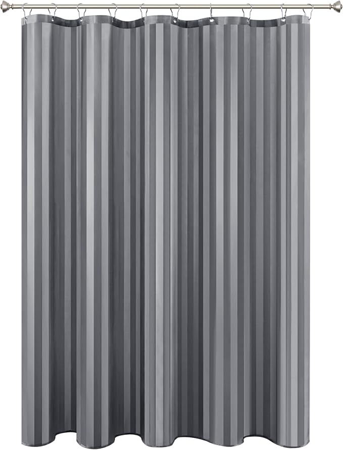 Biscaynebay Fabric Shower Curtain Liner 72" x 72", Dark Grey Water Repellent Stripes Bathroom Curtains Machine Washable