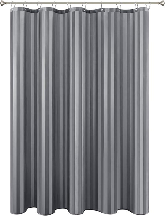 Biscaynebay Fabric Shower Curtain Liner 72" x 72", Dark Grey Water Repellent Stripes Bathroom Curtains Machine Washable
