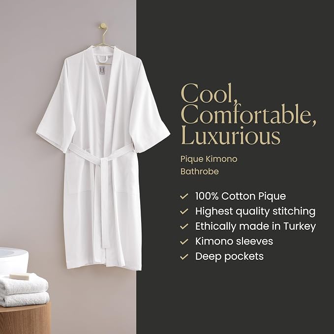 H by Frette Pique Kimono Bathrobe