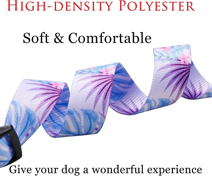 Mihqy Dog Collar with Bohemia Floral Tribal Geometric Patterns - Soft Ethnic Style Collar Adjustable for Small Medium Large Dogs (Purple Flower,XS)