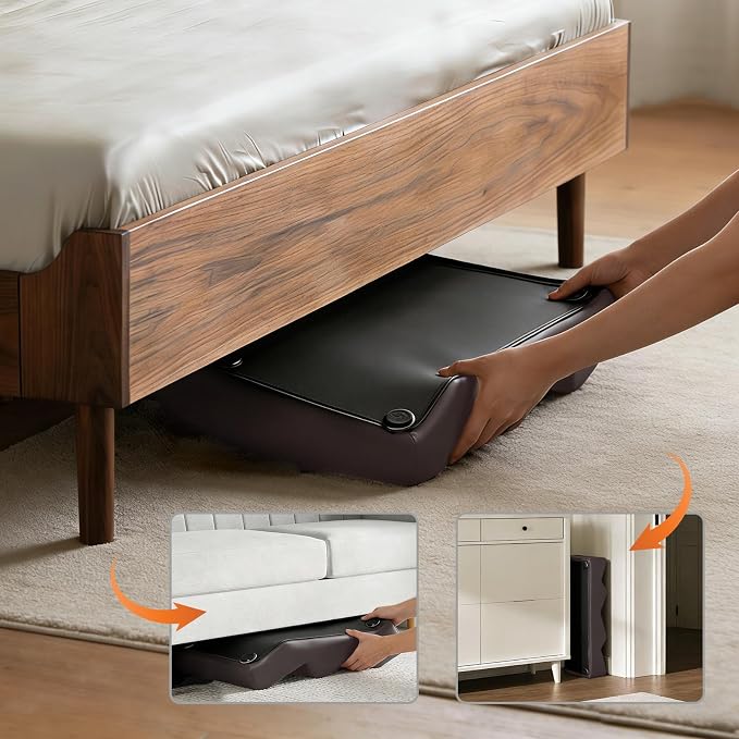 3-Step 15.7" H Dog Stairs for Bed Couch, Waterproof & Scratch PU Leather Pet Steps for Small Dogs and Cats, Dog Ramp with 220 lbs Maximum, Oak Leg & Solid Wood, Non-Slip Feet Brown