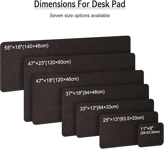 Imitation Crazy Horse Leather Desk Mat - Waterproof Desk Pad - Ideal for Large Mouse Pad and Desk Mats on Top of Desks (deep Coffe+Black, 25"*13")