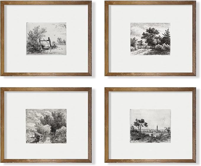 Tree Drawing Neutral Wall Picture Poster Print | Boho French Country Aesthetic Botanical Set | Vintage Farmhouse Wall Art | Woodland Minimalist Black White Room Decor | Kitchen Bathroom Bedroom Décor