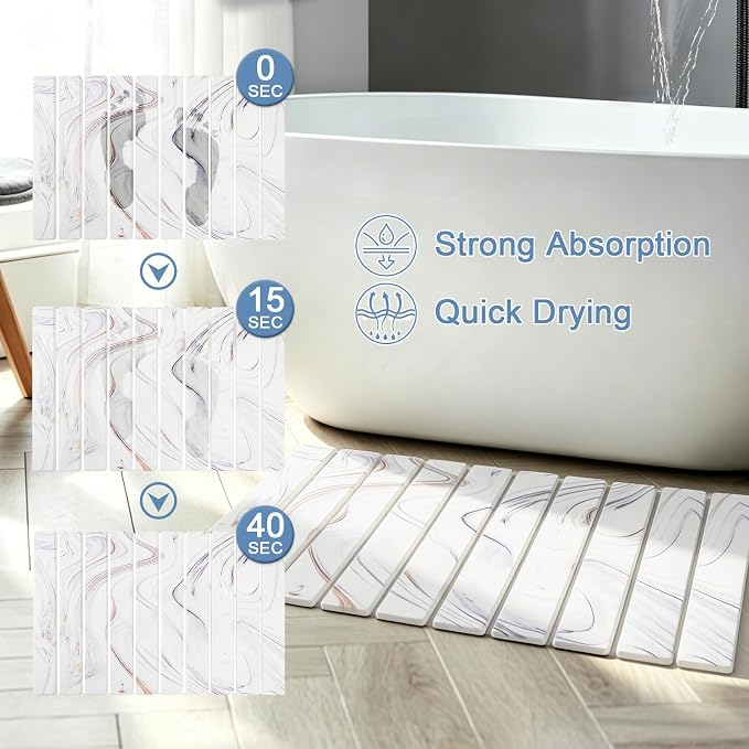 Large Stone Drying Mat for Kitchen Counter, Multifunction Stone Bath Mats for Bathroom, Collapsible Stone Dish Drying Mats, Quick Dry Diatomaceous Earth Drying Stone for Kitchen Counter, 24×16''-Grey