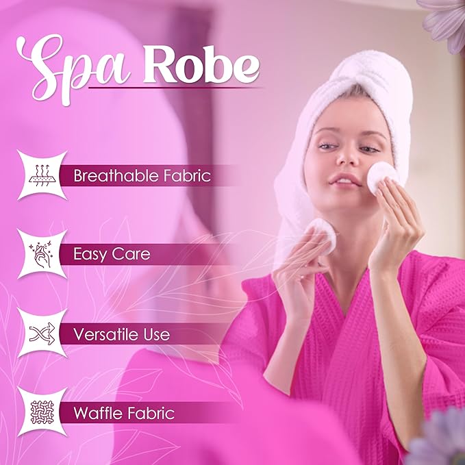 Waffle Knit Lightweight Kimono Spa & Bath Robes for Women and Men - Quick Dry - Soft