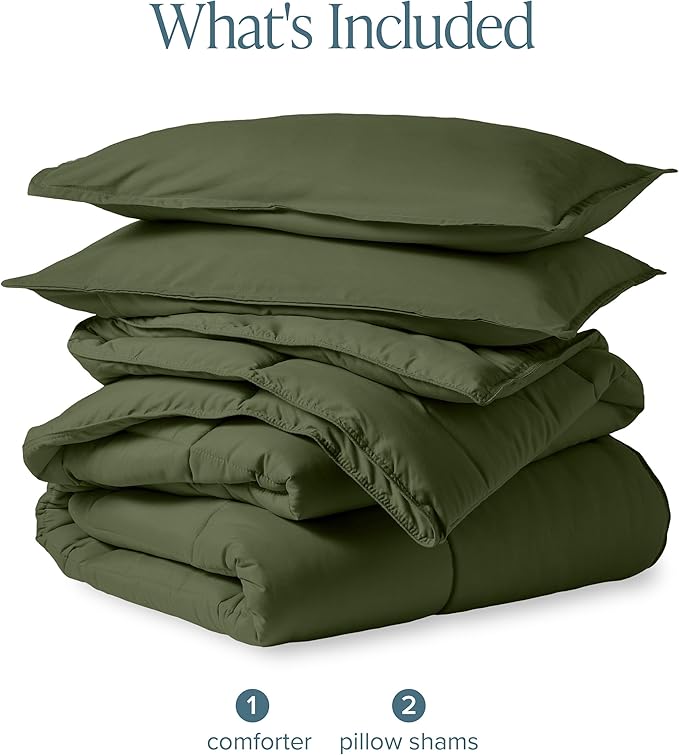 Bare Home Comforter Set - Oversized Queen Size - Ultra-Soft - Goose Down Alternative - Premium 1800 Series - All Season Warmth (Oversized Queen, Cypress)