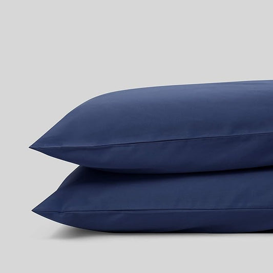Fabdreams 100% Organic Cotton Standard Queen Pillowcases | 400 Thread Count | Luxury Hotel Collection |GOTS Certified Long Staple Cotton|Smoother Than Egyptian Cotton|Set of 2-20" x 30"|Dark Blue