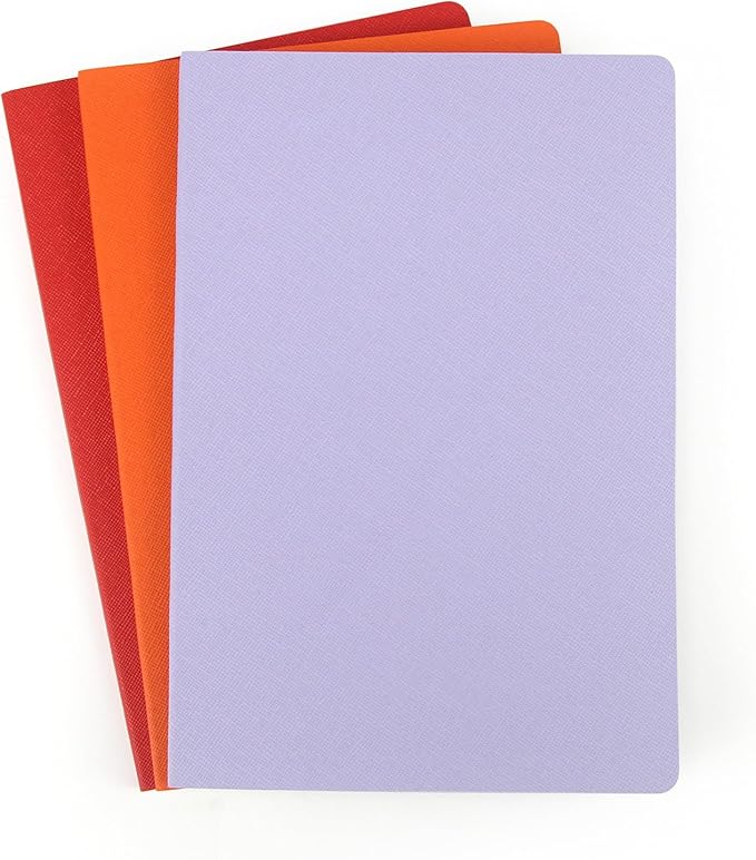 Notebook 3 Pack - 5 “x8”- Made of sustainable and excellent quality paper, simple, natural, portable and flexible design, suitable for office, school （light purple&orange&red）