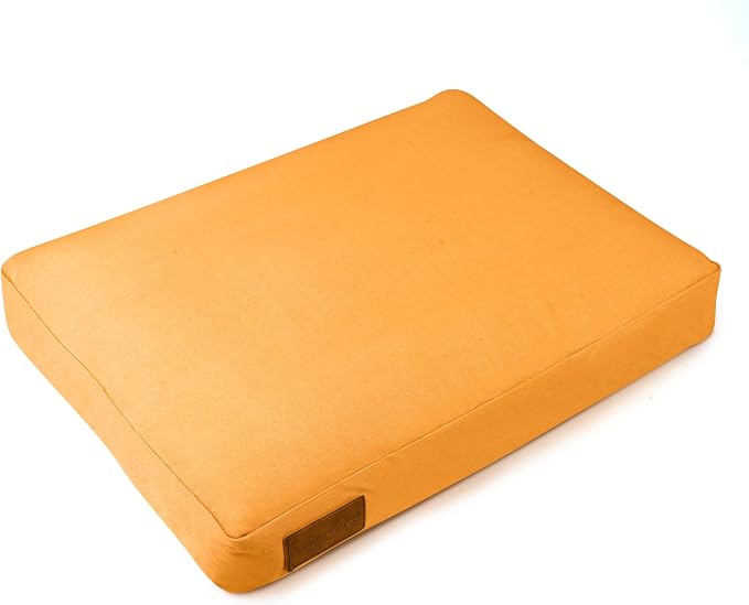 WHITEDUCK Outdoor Dog Bed Heavy-Duty 12oz Canvas, Water-Repellent Cotton, Machine Washable Removable Cover with Full-Length Zipper, Dog Bed for Large Dogs & Crate, (Tan) 28" Lx20 Wx4.3 th (S)