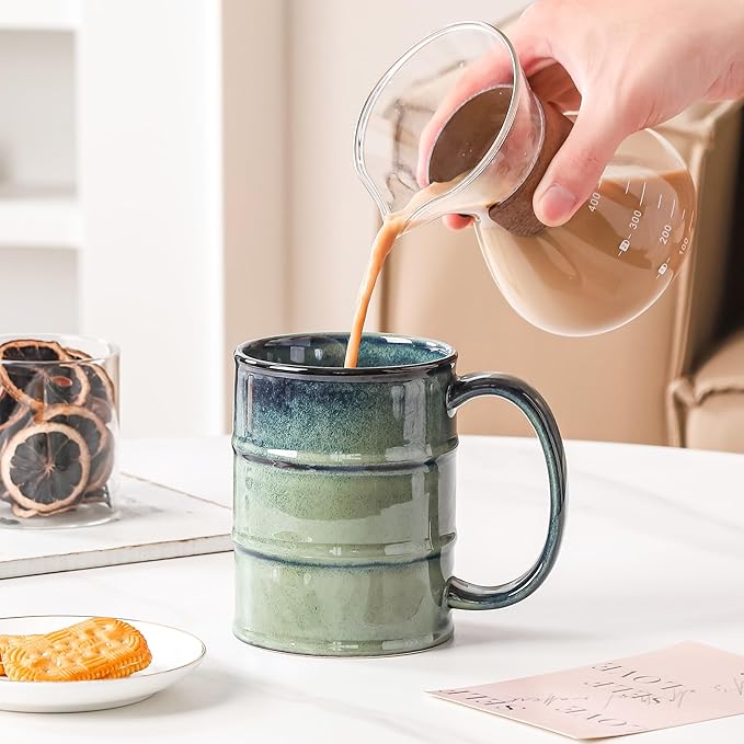 Coffee Mug, 22 oz Beer Mugs Large Ceramic Coffee Mug Tea Cups, Handmade Mug with Big Handle for Office and Home, Dishwasher and Microwave Safe (Blue Green)