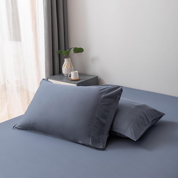 BELLA COTERIE | Luxury Bamboo Viscose Standard Size Pillowcase Set | 100% Organically Grown | Ultra Soft | Cooling | 2 Pcs [Slate Blue]