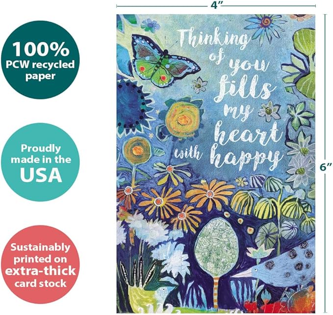 Tree-Free Greetings - All Occasion Cards - Artful Designs - 12 Cards + White Envelopes - Made in USA - 100% Recycled Paper - 4 x 6 - Fills My Heart (FS54548)