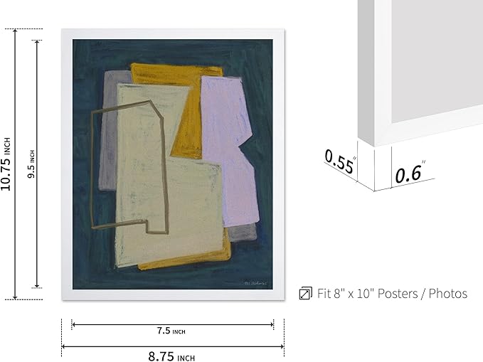 Monem Art Geometric Abstract Painting Print - Modern Minimalist Shapes Art Poster - Wall Decor for Living Room, Bedroom or Office - 8x10 White Framed Wall Art by Mareike Bohmer
