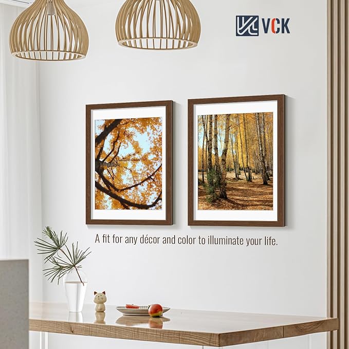 VCK 18x24 Frames Brown 3 Pack, Wide Border Wood, Display 16x20 Picture Photo with Mat or 18 x 24 without, for Home, Office, Gallery, Woodgrain Series, Wall Hanging