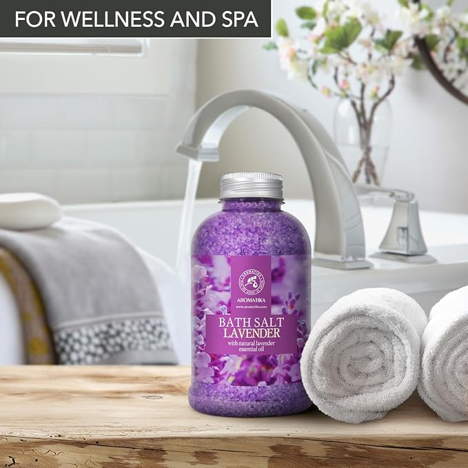 Lavender Bath Salt With Natural Essential Oil 21.16 Oz - Lavanda Salt 600g - Aromatherapy Salts for Relaxation