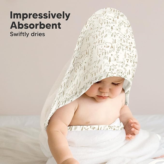 KeaBabies Baby Hooded Towel and Baby Hair Brush - Soft Bath Towels with Hood for Kids and Infant, Wooden Hairbrush with Soft Goat Bristles for Cradle Caps
