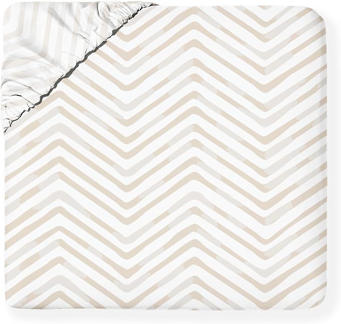 MakeMake Organics Organic Queen Fitted Sheet Set GOTS Certified Organic Cotton Fitted Sheet with Pillowcase Ultra Soft Non Toxic Breathable Hypoallergenic Colorful Neutral (Queen, Herringbone)