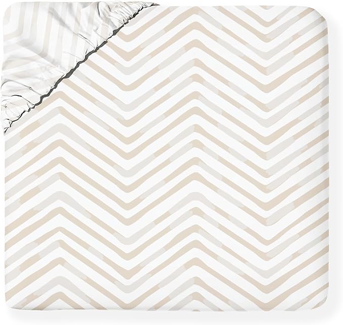 MakeMake Organics Organic Queen Fitted Sheet Set GOTS Certified Organic Cotton Fitted Sheet with Pillowcase Ultra Soft Non Toxic Breathable Hypoallergenic Colorful Neutral (Full, Herringbone)