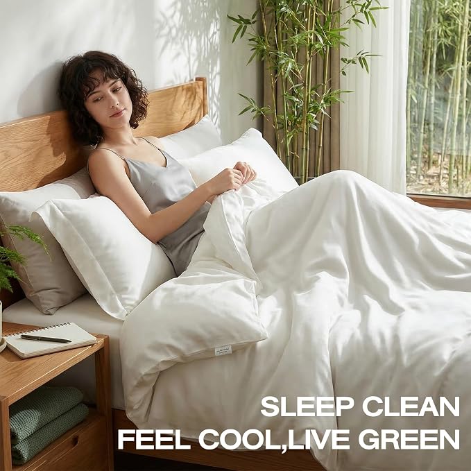 Real 100% Viscose Derived from Bamboo Sheets Set California King Size, Cooling & Silky Soft for Hot Sleeper, Luxury with Breathable & Moisture Wicking Fabric, 18" Deep Pocket with Corner Straps(W, CK)