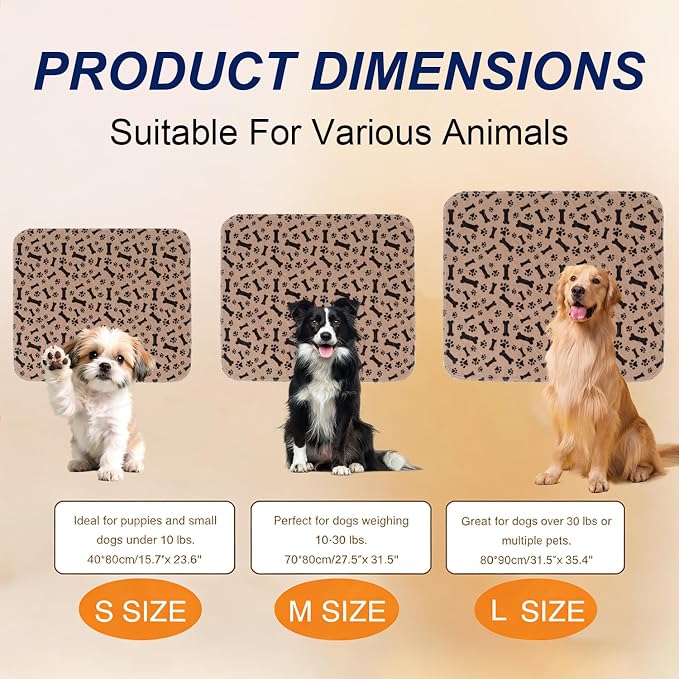 Puppy Pads with Pheromones, Washable Pee Pads for Dogs Potty Training, Reusable Dog Mat with Pet Hair Removal Gloves for Playpen, Crate, Whelping Box (Brown,L)