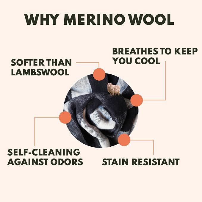 Woolly Mammoth Woolen Company Merino Wool Blanket, 66" x 90" Granite | Temperature Regulating - Fire-Resistant - Warm Camping Blanket for Car Emergency Kits, Picnics, Summer Festivals and Stadiums