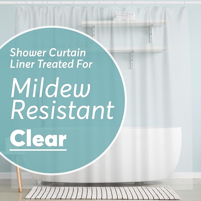 BigFoot Shower Curtain – 36 x 72 PEVA Premium Shower Curtain with Rustproof Metal Grommet and 2 Magnetic Weights – Odor Free and Compatible with Standard Showers, Clear