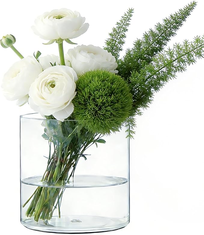Acrylic Flower Vase Cylinder, 5.9" Tall Clear Plastic Vase for Centerpieces - Shatterproof Wedding, Event & Home Decor Vase, 5.9"X5.9" Tall Round - Clear