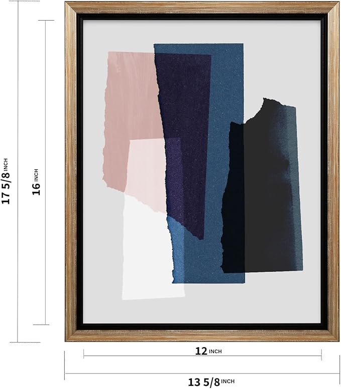Monem Art Abstract Torn Paper Collage Print - Minimalist Modern Art Poster - Wall Decor for Living Room, Bedroom or Office - 12x16 Silver Framed CANVAS Wall Art by Mareike Bohmer