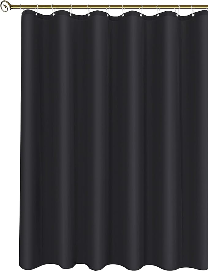 Biscaynebay Fabric Wide Shower Curtain Liners 84" Width by 72" Length, Black Water Resistant Bathroom Curtains, Rust Resistant Grommets Top Weighted Bottom Machine Washable