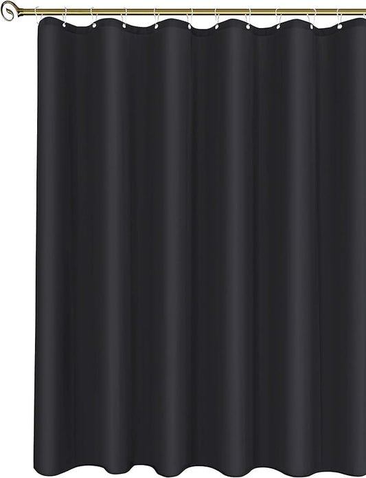 Biscaynebay Fabric Wide Shower Curtain Liners 84" Width by 72" Length, Black Water Resistant Bathroom Curtains, Rust Resistant Grommets Top Weighted Bottom Machine Washable