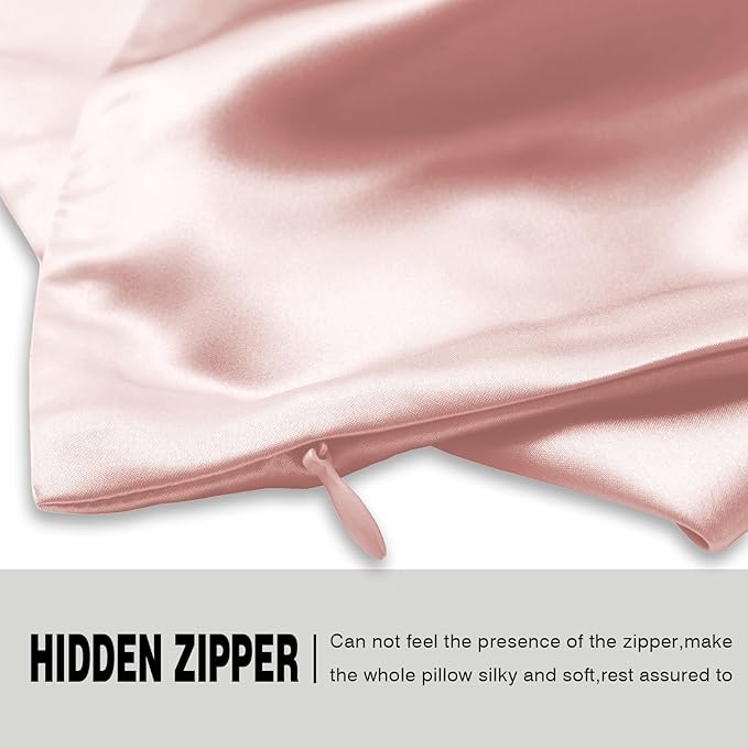 Natural Mulberry Silk Pillowcase for Hair and Skin Queen Size 20"X30" Pillow Case with Hidden Zipper Soft Breathable Smooth Cooling Silk Pillow Covers for Sleeping (Coral,Queen,1Pcs)