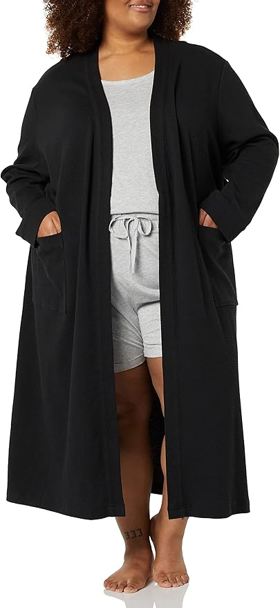 Amazon Essentials Women's Lightweight Waffle Full-Length Bath Robe with Pockets (Available in Plus Size)