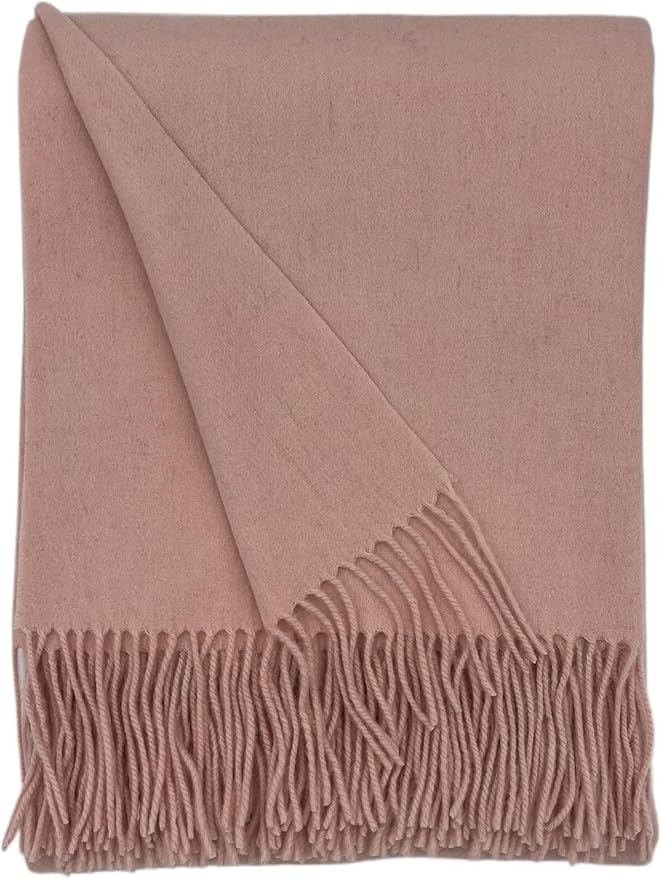 Alashan Cashmere Blend Woven Throw - Blanket - Pink Sands Light Pink Bed Throw
