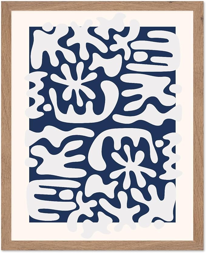 Monem Art Organic Coral Inspired Abstract Print - Modern Minimalist Cutout Shape Poster - Wall Decor for Living Room, Bedroom or Office - 12x16 Beige Framed Wall Art by Rs Lab Studio