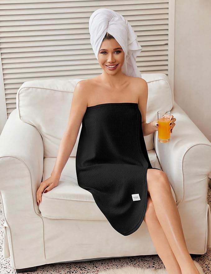 Ekouaer Waffle Robes For Women Bath Wrap Lightweight Shower Wrap 2026 Knee Length Spa Robe with Adjustable Closure S-XL