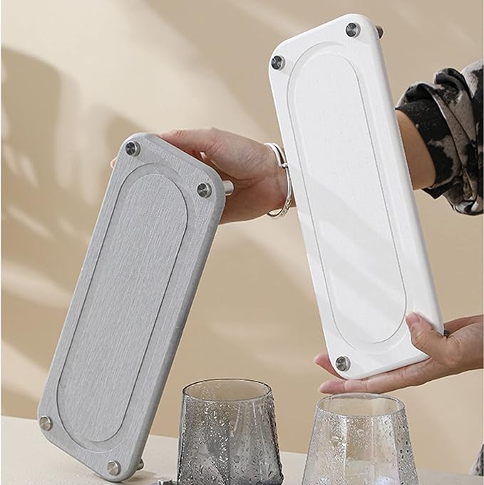 Water Absorbent Diatomite Coasters with Grooves, Diatomaceous Earth Soap Holder, Easy to Clean Water Absorbing Stone for Bathroom, Hotel, Home(White ellipse)