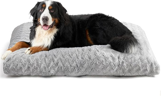 EHEYCIGA XXL Washable Dog Bed for Crate 47x29 Inch, Kennel Pad for Extra Large Dogs Up to 100 lbs, Plush and Comfy Pet Sleeping Mat, Grey
