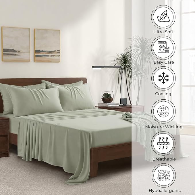 Queen Envelope Pillowcase Set | 100% Viscose | Organically Grown | Ultra Soft | Cooling | 2pcs [Willow]