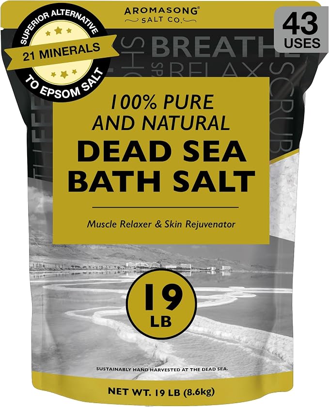 Aromasong 100% Pure Dead Sea Salt Duo: Unscented 19 LB with Lavender 5 Lb Dead Sea Salt for Relaxation