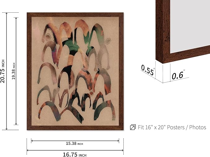 Monem Art Abstract Arch Mark Making Painting Print - Contemporary Peach and Mocha Art Poster - Wall Decor for Living Room, Bedroom or Office - 16x20 Brown Framed Wall Art by Renee Stramel